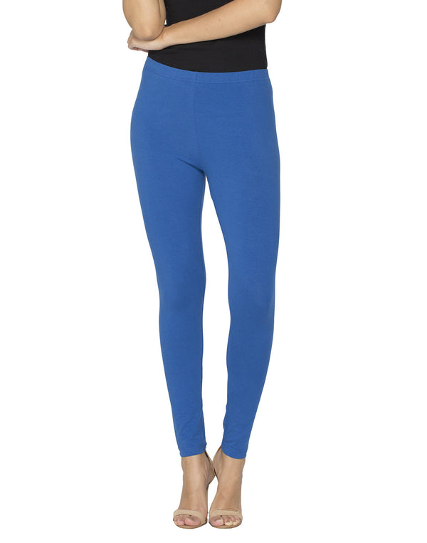 Libertina Navy Blue Solid Jersey Lycra Ankle Leggings for Women