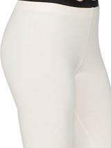 Libertina Cream Solid Jersey Lycra Churidar Leggings for Women