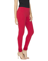 Libertina Red Solid Jersey Lycra Churidar Leggings for Women