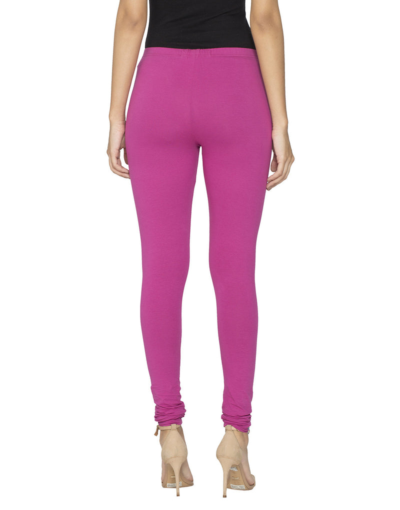 Libertina Pink Solid Jersey Lycra Churidar Leggings for Women