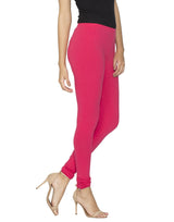 Libertina Pink (Rasberry) Solid Jersey Lycra Churidar Leggings for Women