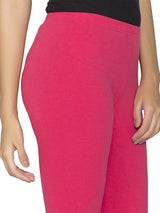 Libertina Pink (Rasberry) Solid Jersey Lycra Churidar Leggings for Women