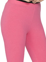 Libertina Pink  Solid Jersey Lycra Churidar Leggings for Women