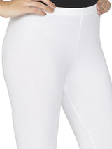 Libertina White Solid Jersey Lycra Churidar Leggings for Women