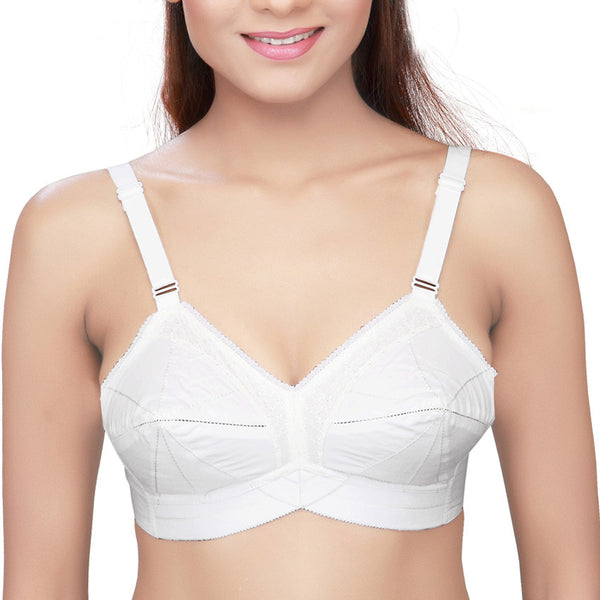 Buy Libertina - Duchess White Colour Non Padded Comfortable, Skin Friendly  Regular Women Cotton Bra with Cotton Strap - Pack of 2 at